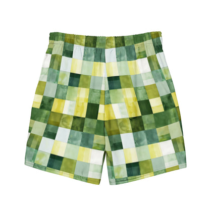 Green Squares Swim Trunks