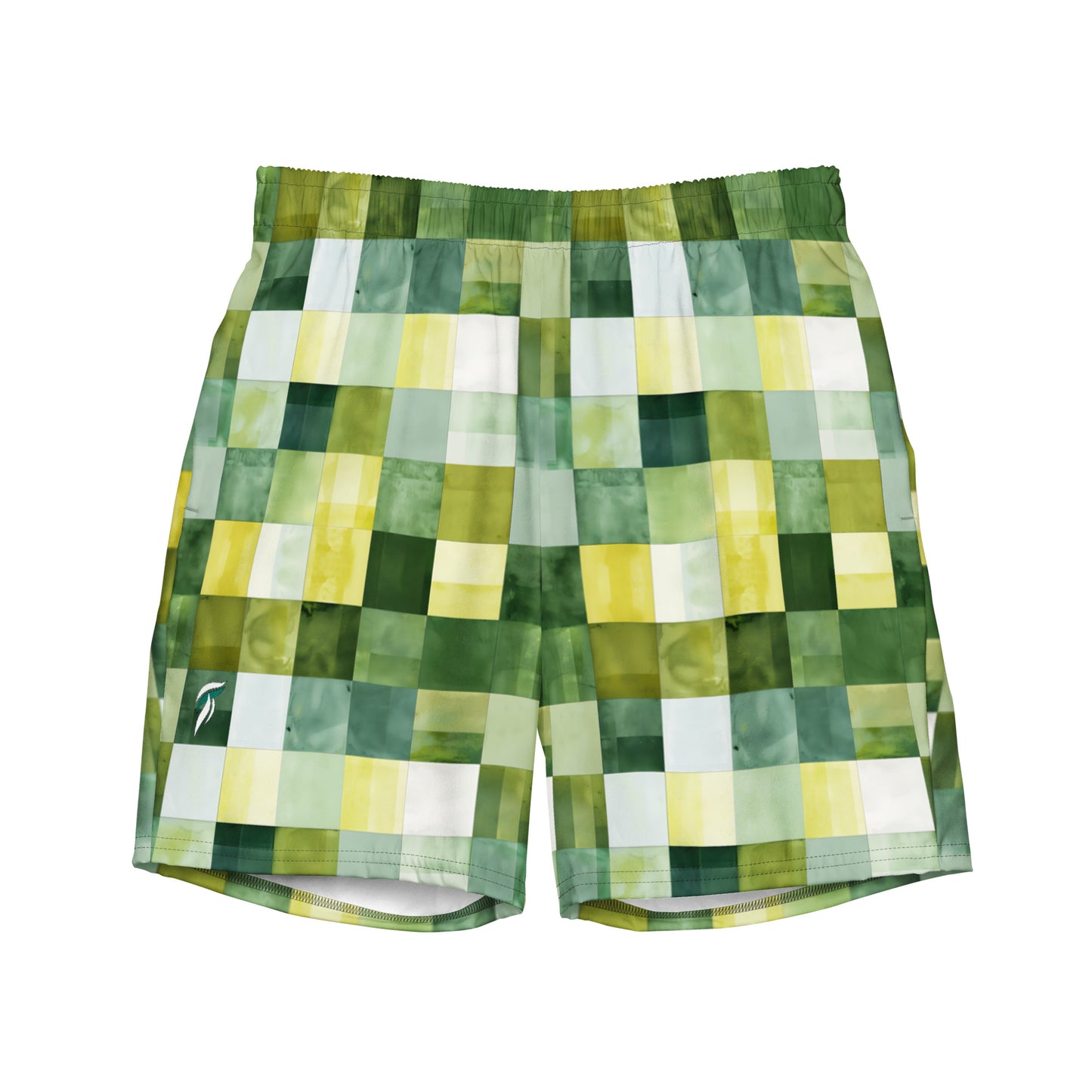 Green Squares Swim Trunks