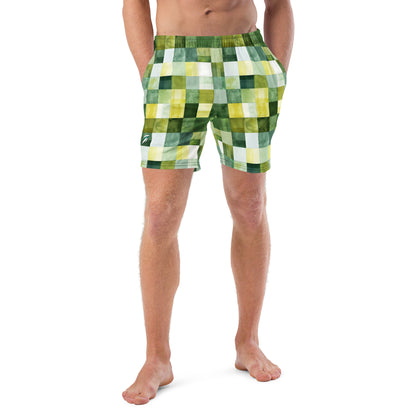 Green Squares Swim Trunks