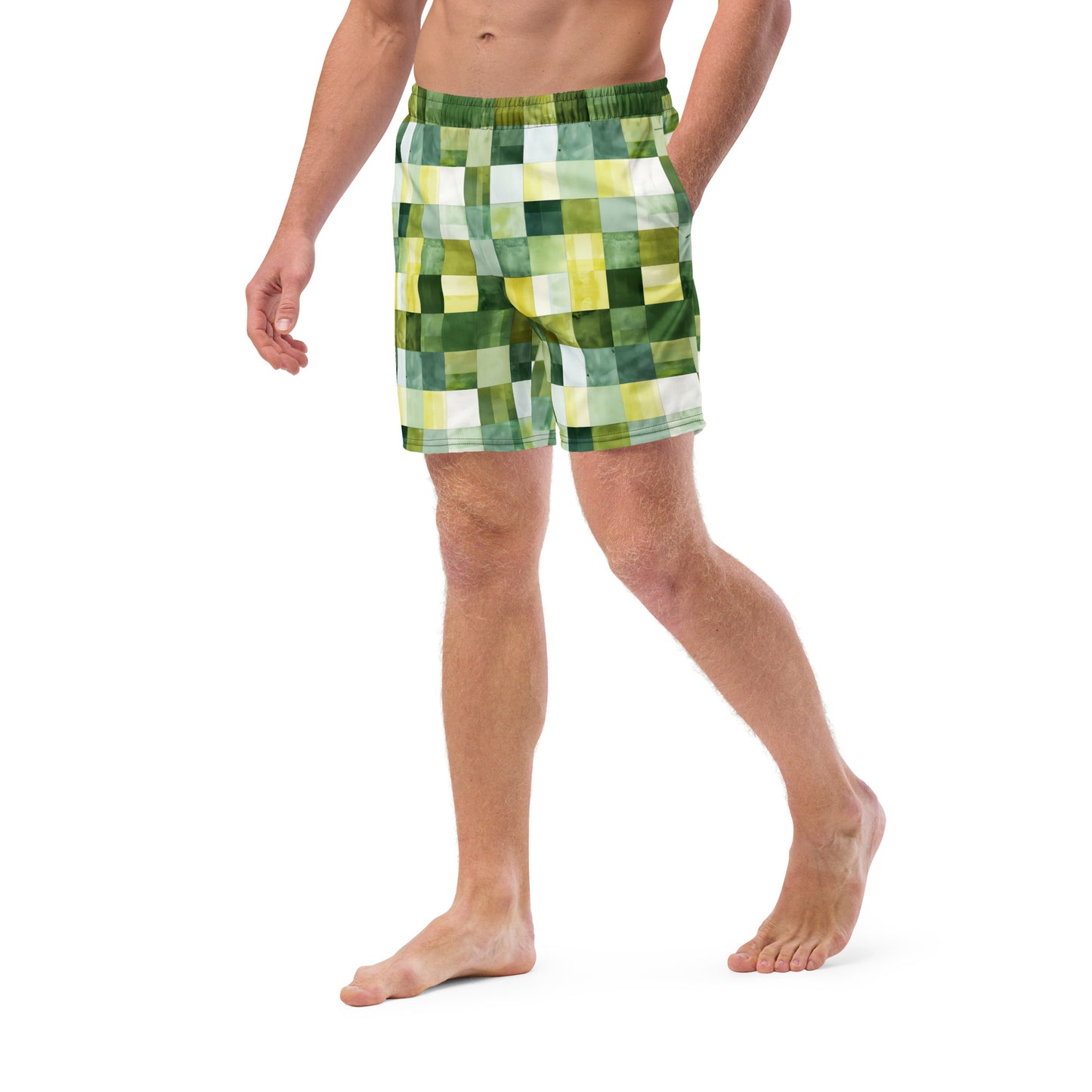 Green Squares Swim Trunks