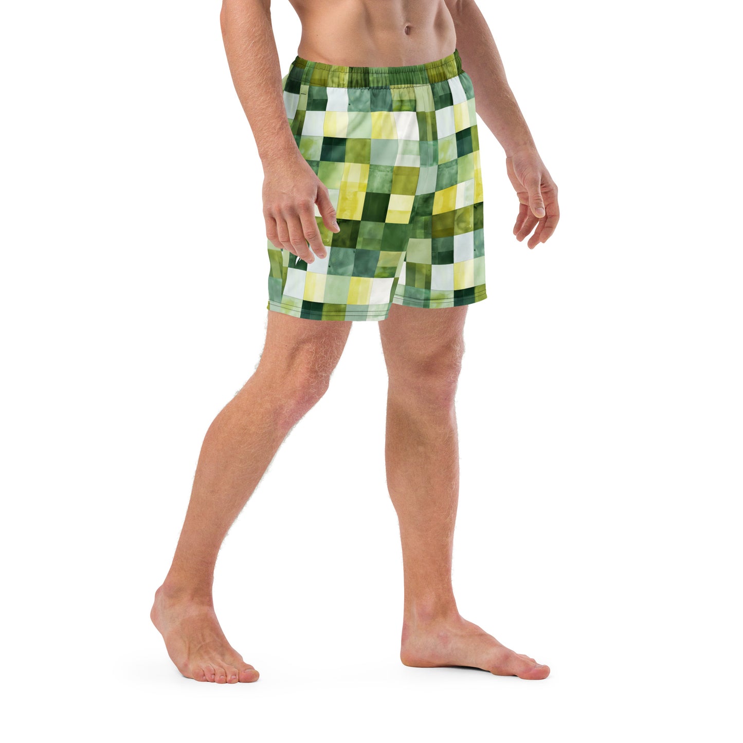 Green Squares Swim Trunks